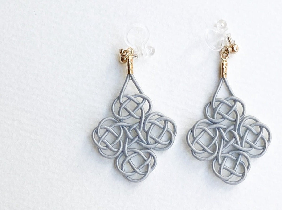 earrings four-leaf clover single line_101｜水引一本どり四葉